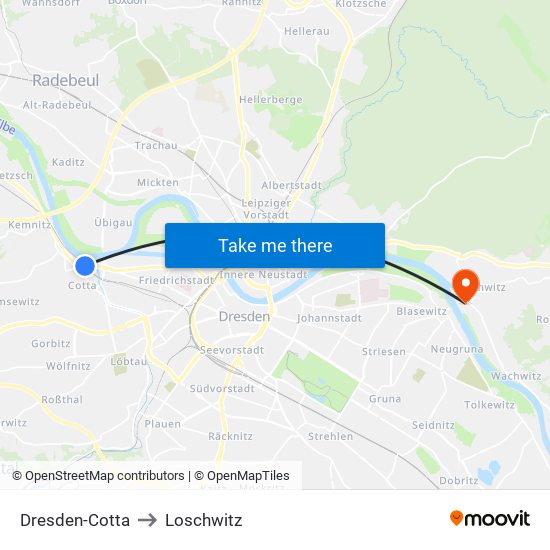 Dresden-Cotta to Loschwitz map