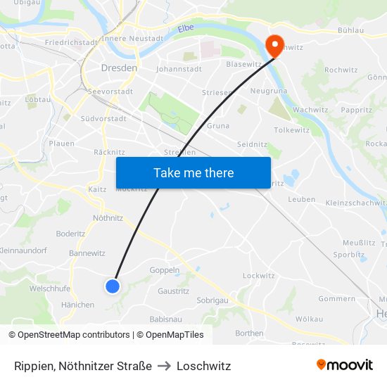 Rippien, Nöthnitzer Straße to Loschwitz map