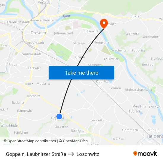 Goppeln, Leubnitzer Straße to Loschwitz map