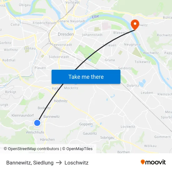 Bannewitz, Siedlung to Loschwitz map