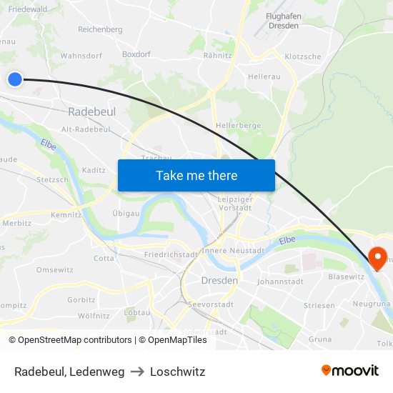 Radebeul, Ledenweg to Loschwitz map