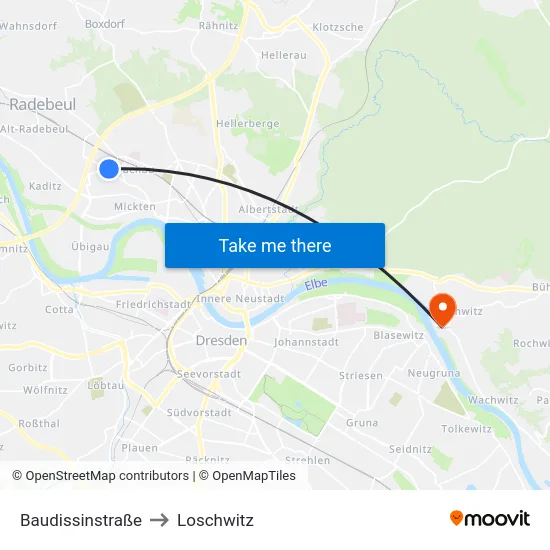 Baudissinstraße to Loschwitz map