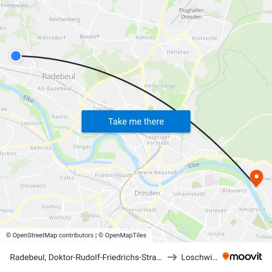 Radebeul, Doktor-Rudolf-Friedrichs-Straße to Loschwitz map