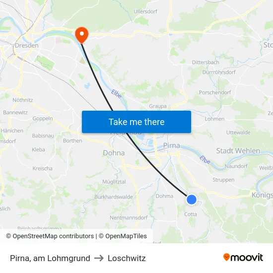 Pirna, am Lohmgrund to Loschwitz map
