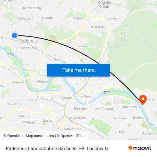 Radebeul, Landesbühne Sachsen to Loschwitz map