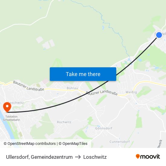 Ullersdorf, Gemeindezentrum to Loschwitz map