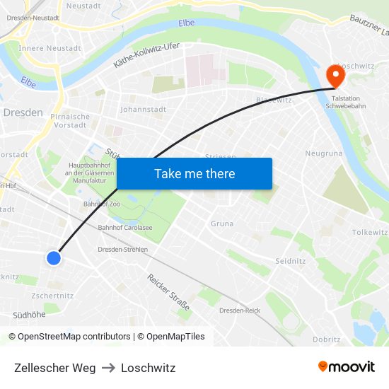 Zellescher Weg to Loschwitz map