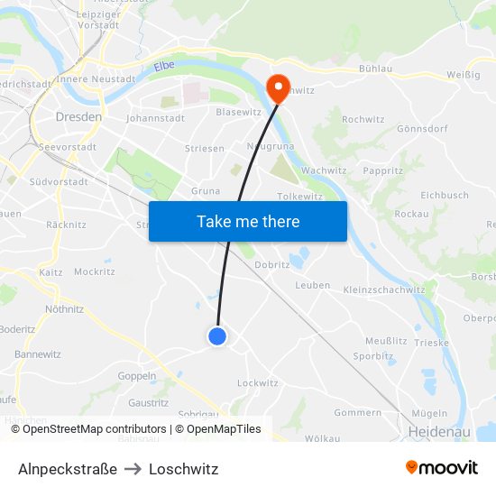 Alnpeckstraße to Loschwitz map