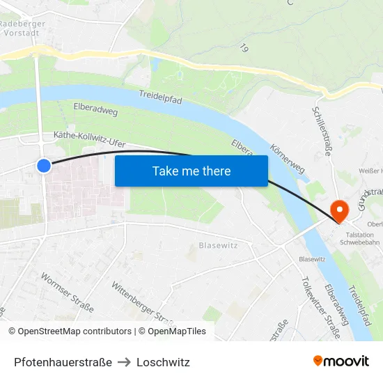 Pfotenhauerstraße to Loschwitz map