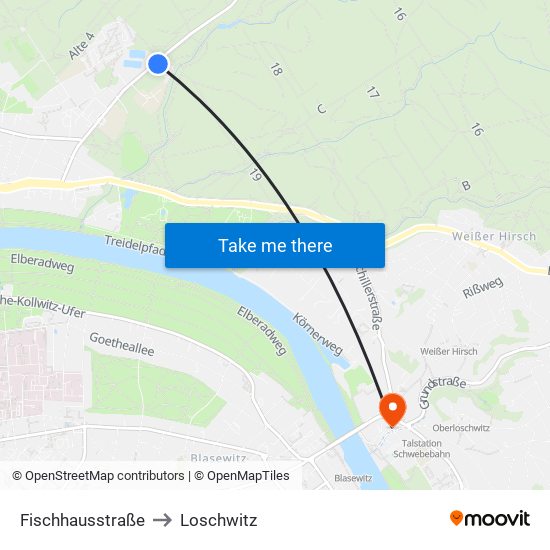 Fischhausstraße to Loschwitz map