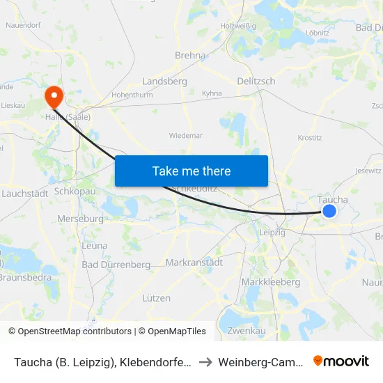 Taucha (B. Leipzig), Klebendorfer Str. to Weinberg-Campus map