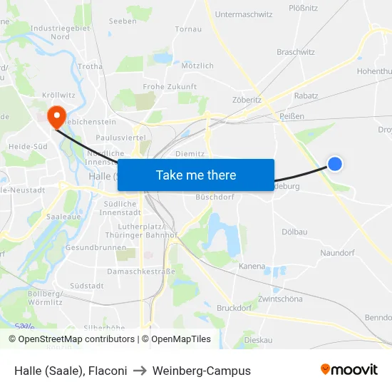 Halle (Saale), Flaconi to Weinberg-Campus map