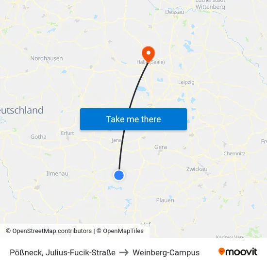 Pößneck, Julius-Fucik-Straße to Weinberg-Campus map