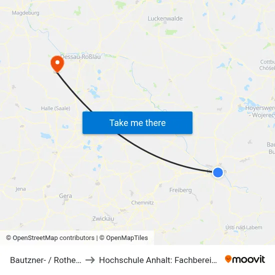 Bautzner- / Rothenburger Straße to Hochschule Anhalt: Fachbereich Informatik & Sprachen map