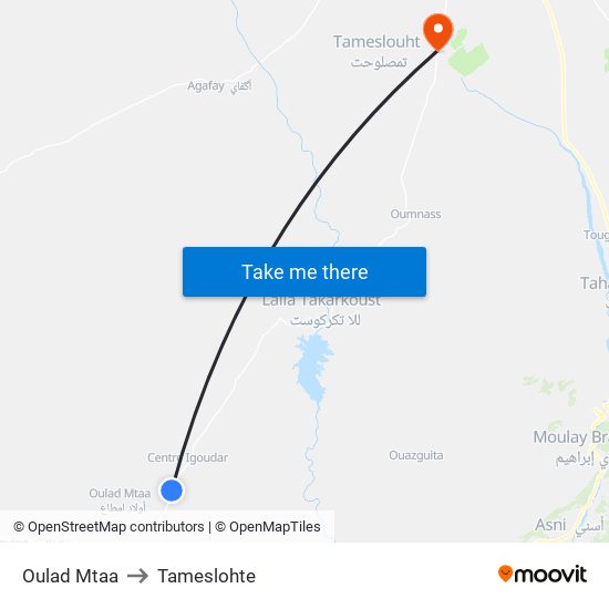 Oulad Mtaa to Tameslohte map