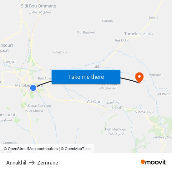 Annakhil to Zemrane map