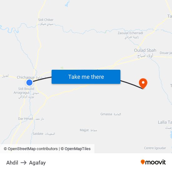 Ahdil to Agafay map