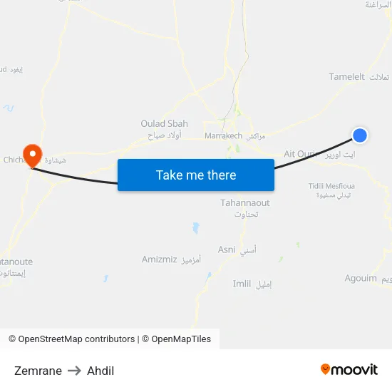 Zemrane to Ahdil map