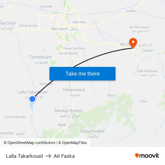 Lalla Takarkoust to Ait Faska map