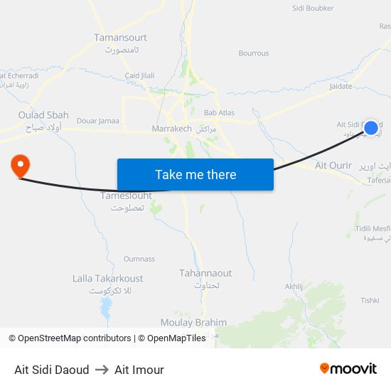 Ait Sidi Daoud to Ait Imour map