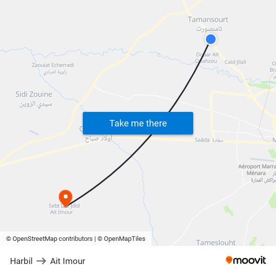 Harbil to Ait Imour map