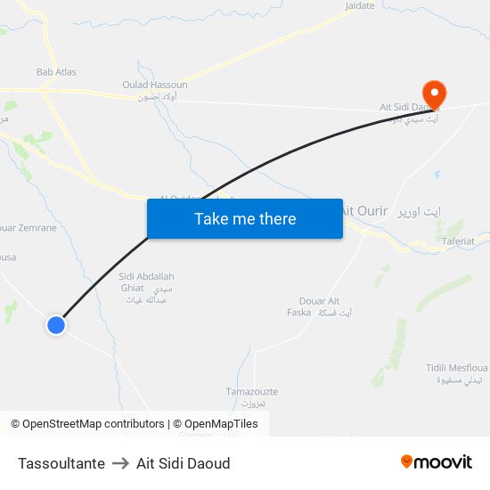 Tassoultante to Ait Sidi Daoud map