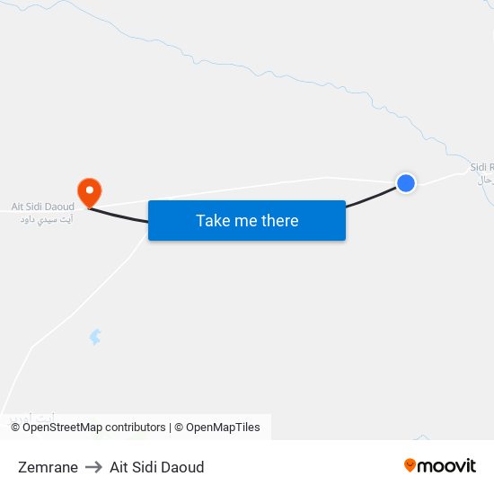 Zemrane to Ait Sidi Daoud map