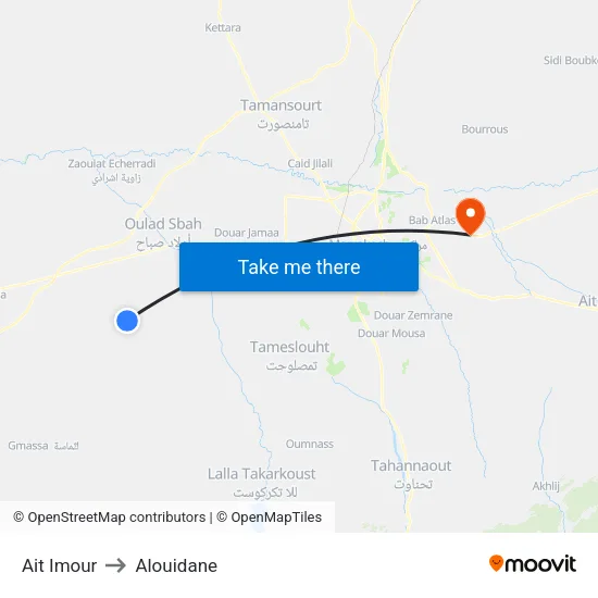 Ait Imour to Alouidane map