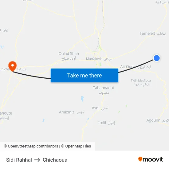 Sidi Rahhal to Chichaoua map