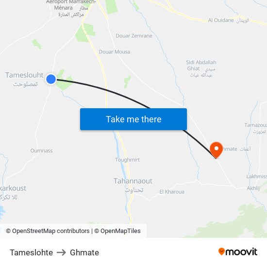 Tameslohte to Ghmate map