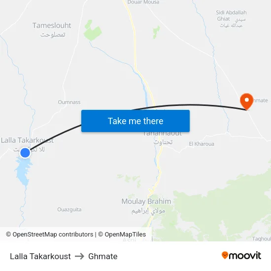 Lalla Takarkoust to Ghmate map
