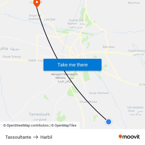 Tassoultante to Harbil map