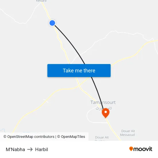M'Nabha to Harbil map