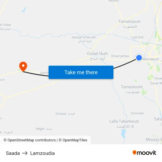 Saada to Lamzoudia map