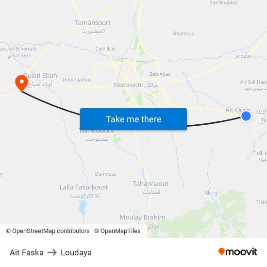 Ait Faska to Loudaya map
