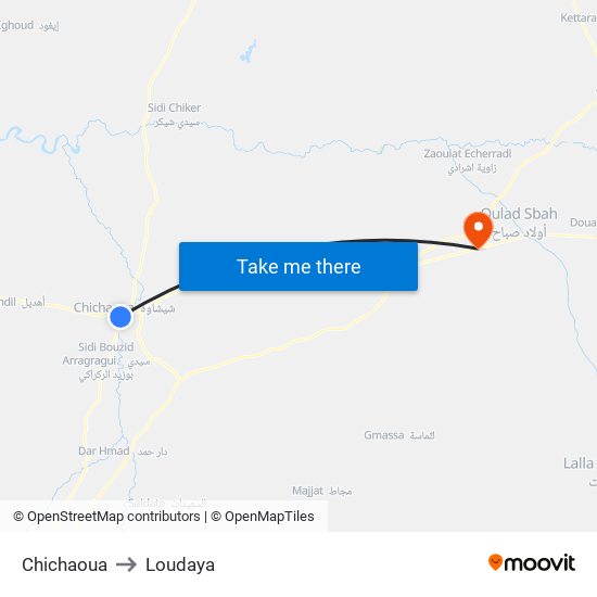 Chichaoua to Loudaya map