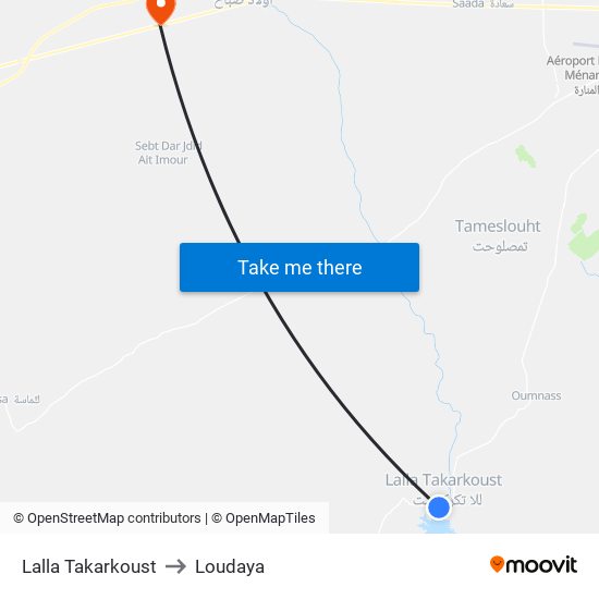 Lalla Takarkoust to Loudaya map