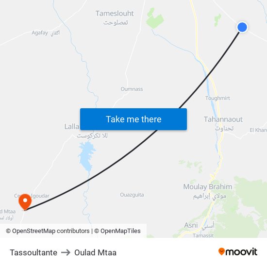 Tassoultante to Oulad Mtaa map