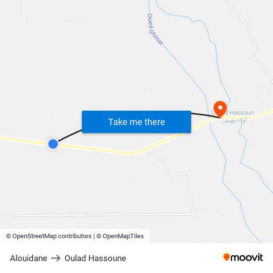 Alouidane to Oulad Hassoune map