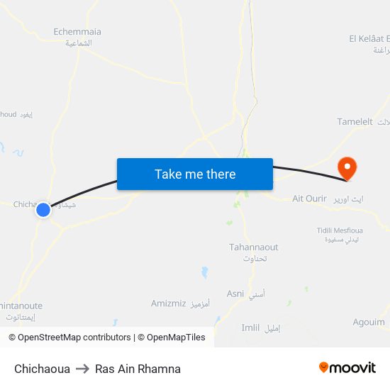 Chichaoua to Ras Ain Rhamna map