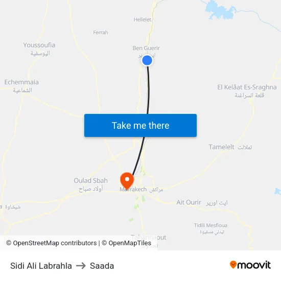 Sidi Ali Labrahla to Saada map
