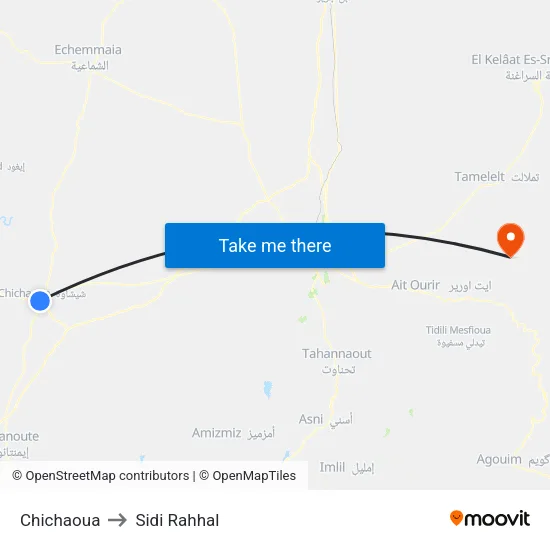 Chichaoua to Sidi Rahhal map