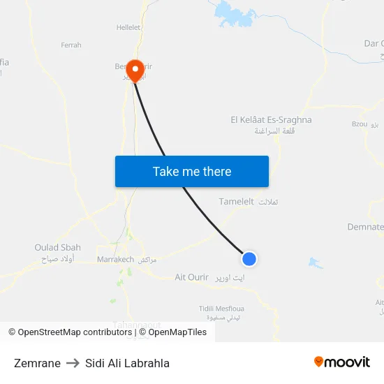 Zemrane to Sidi Ali Labrahla map