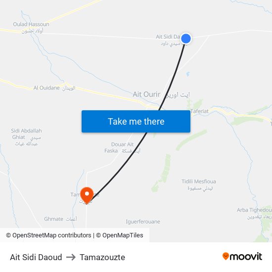 Ait Sidi Daoud to Tamazouzte map