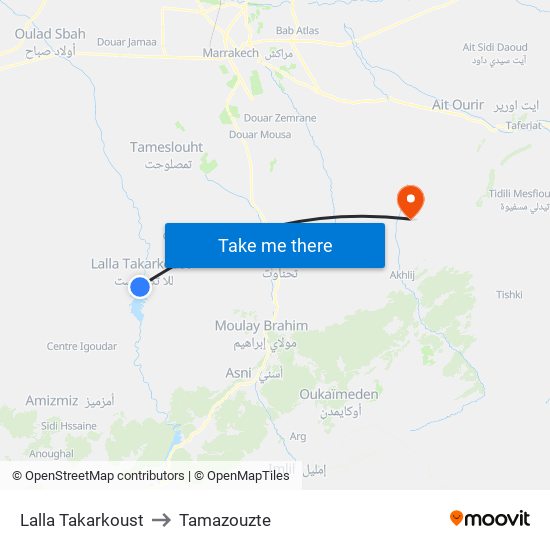 Lalla Takarkoust to Tamazouzte map