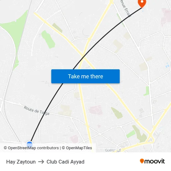 Hay Zaytoun to Club Cadi Ayyad map