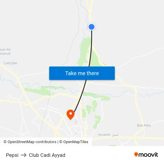 Pepsi to Club Cadi Ayyad map