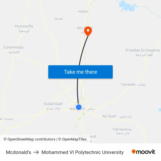 Mcdonald's to Mohammed VI Polytechnic University map