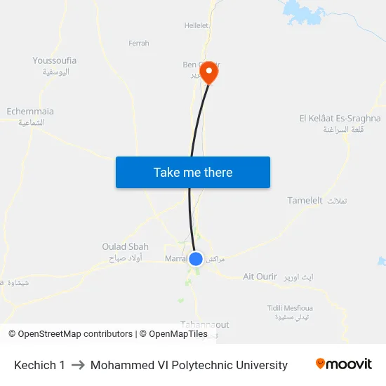 Kechich 1 to Mohammed VI Polytechnic University map