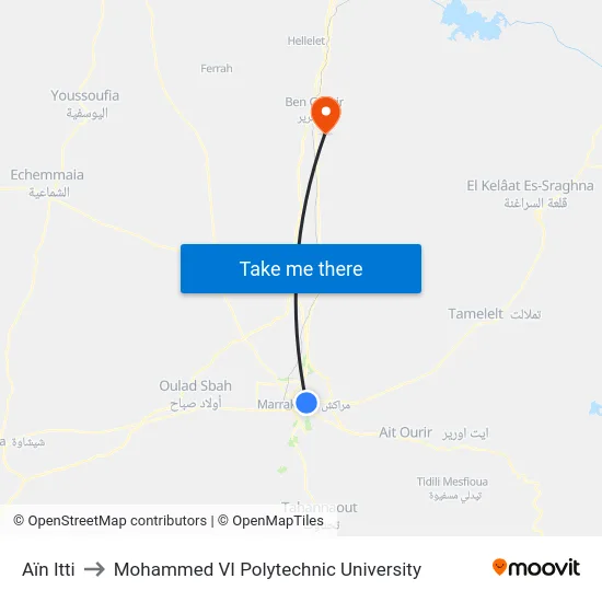 Aïn Itti to Mohammed VI Polytechnic University map